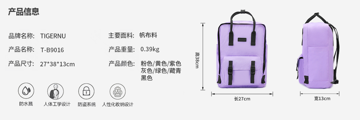 泰格奴T-B9016双肩背包
